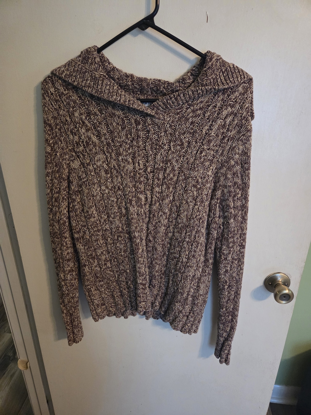 Hannah Marled Brown Hooded Cable Knit Sweater